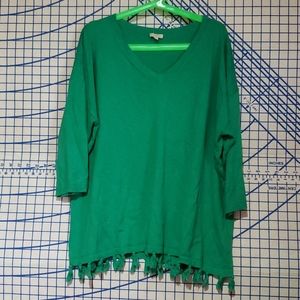 Pretty green sweater with tassels